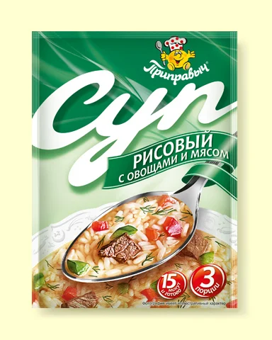 Суп рисовый с овощами и мясом 60 г